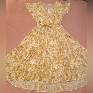 Esther&CO Yellow Palm Midi Dress